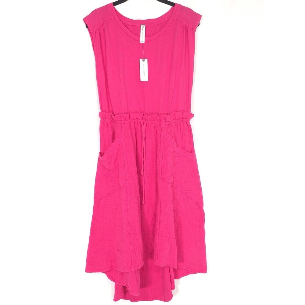 Daily PRACTICE Anthropologie NEW Everyday Tee‎ Dress XS Raspberry Rose Hot Pink - Picture 3 of 12